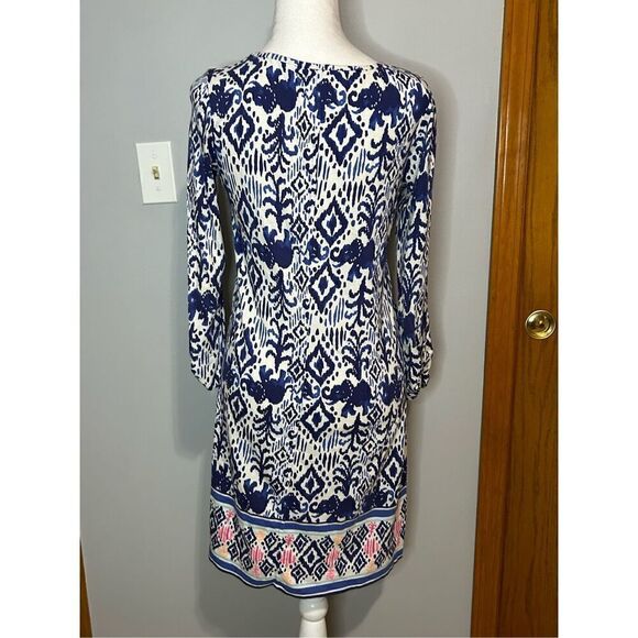 Lilly Pulitzer‎ Ocean Ridge Shift Dress Batik Print Navy White Pink S BIN P - Picture 4 of 10